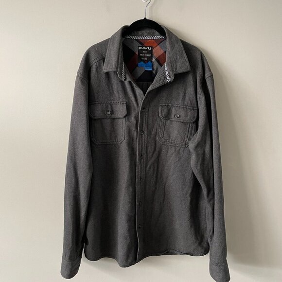 Kavu Button Up Shirt Long Sleeve Collared Casual Gray XL - Picture 2 of 9